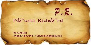 Pászti Richárd névjegykártya